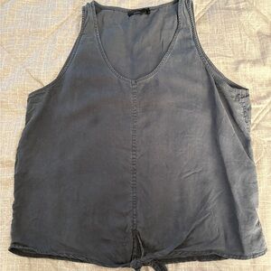 Prana Women’s L Tie Tank Top Loose Fit Summer Beach Lightweight Gray Boho Yoga